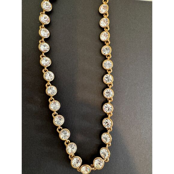Givenchy Vintage Linked Faceted Round Crystal Gold Plated Necklace - Picture 1 of 6